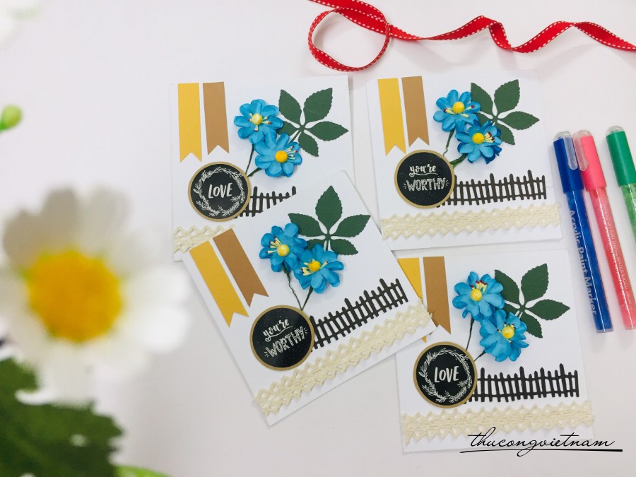 Thiệp hoa thông điệp - trắng